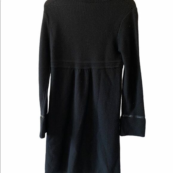 Black Wool Blend Cowl Neck Knit Midi Sweater Dress - Picture 3 of 9